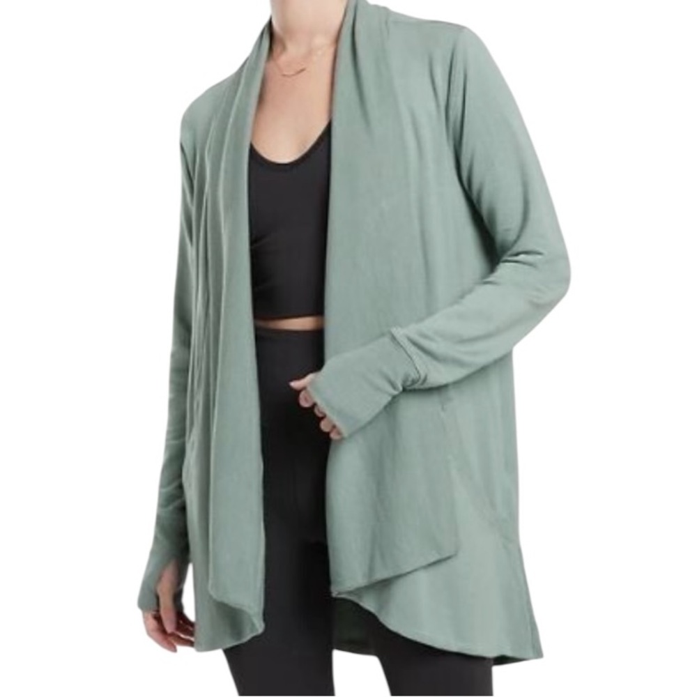Athleta Light Blue Pranayama Wrap Open Front Cardigan Sweater S